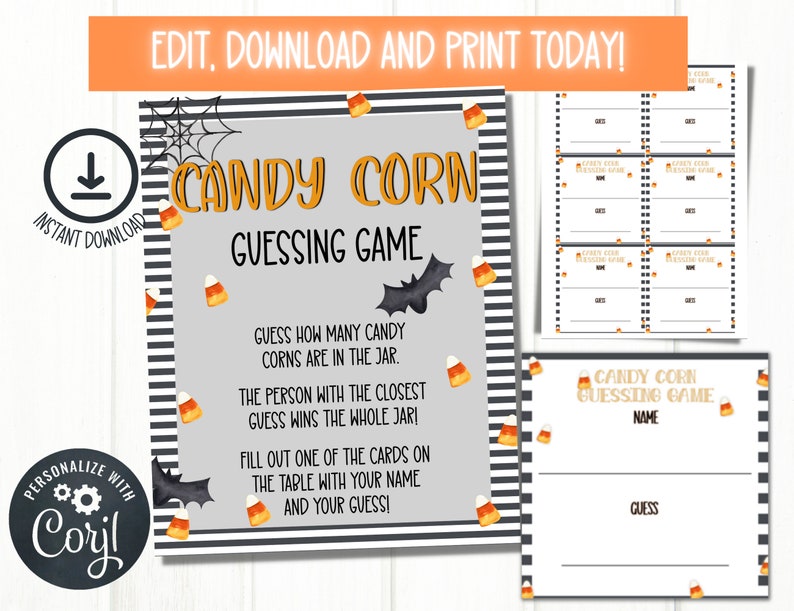 Editable Candy Corn Guessing Game, Candy Corn Guessing Game for Fall ...