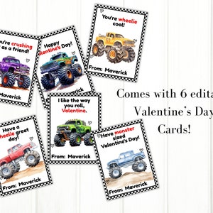 Bearbeitbare Monster Truck-Valentinstagskarten