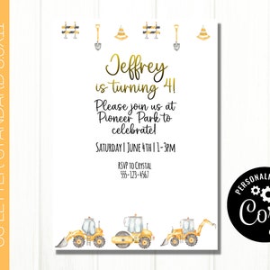 Construction Birthday Party Invitation | Editable Birthday Party Invitation | Construction theme