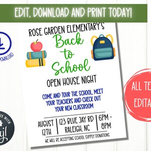 Back to School Flyer, Back to School Poster, Back to School Flyer, PTO School Flyer, PTA Schulflyer
