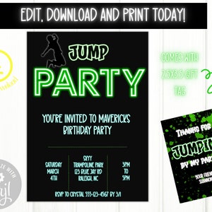 Jump Birthday Party Invitation | Trampoline Park Birthday Invite | Bounce House Birthday Invite | Editable Invitation | #3