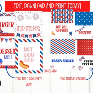 Bundle modificabile 4 luglio / Etichette alimentari modificabili 4 luglio / Etichette alimentari per feste di compleanno 4 luglio