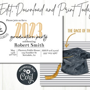 Editable Graduation Party Invitation, Minimalistic Graduation Party Invite