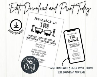 Invitación editable de dos cumpleaños geniales
