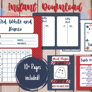 Red, White and Bunco! | Bunco Summer Set | Bunco Score Sheet