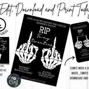 RIP to my youth birthday invitation, 30th birthday invitation, 20th birthday invitation, adult birthday party