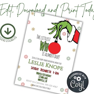 Grinchmas Baby Shower Invite 1