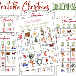 Printable Christmas Bingo Game, 30 printable bingo cards, Classroom Christmas Game, Family Game Night, Christmas Party Game