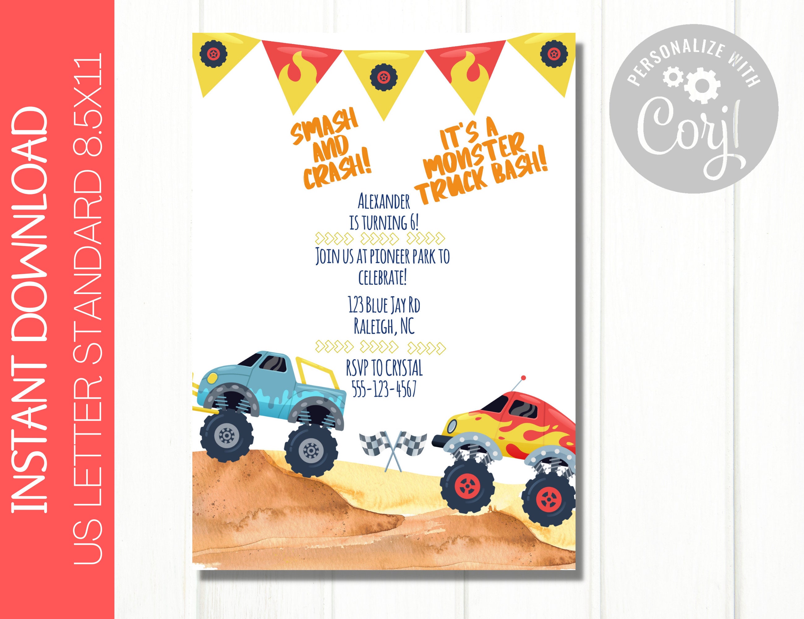 Monster Truck Birthday Party Invitation Editable Birthday Party Invitation Monster Truck Birthday Bash - Etsy Monster Truck Birthday Party Invitation Editable Birthday Party Invitation Monster Truck Birthday Bash - Etsy