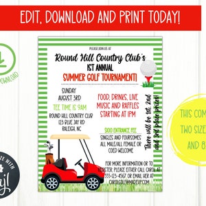 EDITABLE Golf Tournament Flyer | Golf Fundraiser Flyer | Golf Party Invitation | Editable Party Invitation