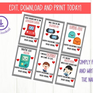 Gamer Valentine Card, Kids Card Exchange, Printable School Valentine, Kids jeu vidéo Valentine, Carte de jeu vidéo