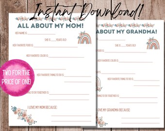 All about My Mom / Grandma | Mother's Day Questionnaire
