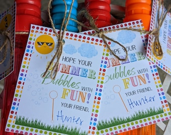 Summer Gift Tag | I hope your summer bubbles with fun | End of Year Tag | Last Day of School