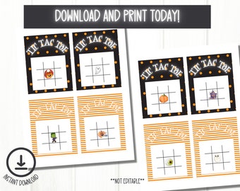 Printable Tic Tac Toe, Halloween Tic Tac Toe Game, Halloween Party, Party Favor, Halloween Party Favor