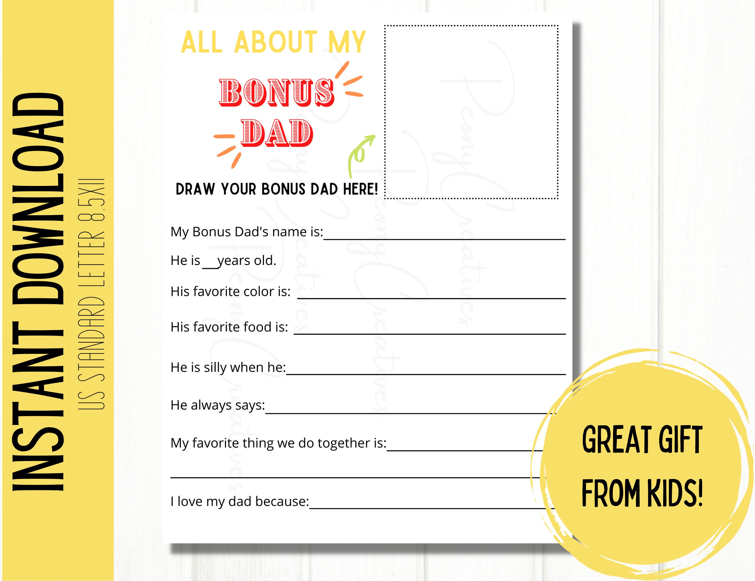 All About My Dad Printable | Father's Day Questionnaire | Instant ...