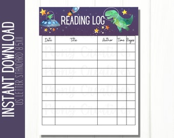 Kids dinosaur reading log, Summer reading log | Printable, Homeschool reading log, Instant Download