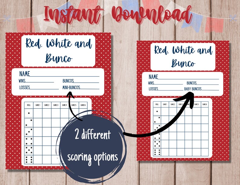Red, White and Bunco! | Bunco Summer Set | Bunco Score Sheet - Etsy