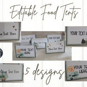 Editable Camping Theme Food Labels, Camping Party Food Tent, Birthday Decor, Camping Party Decor