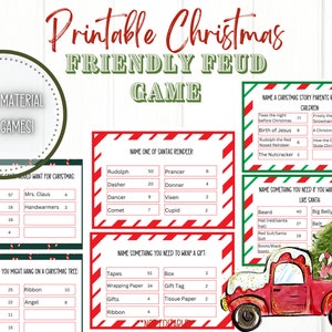 Printable Christmas Friendly Feud Game, Christmas Party Game, Christmas Group Game, Holiday Family Game, Fun Printable Game