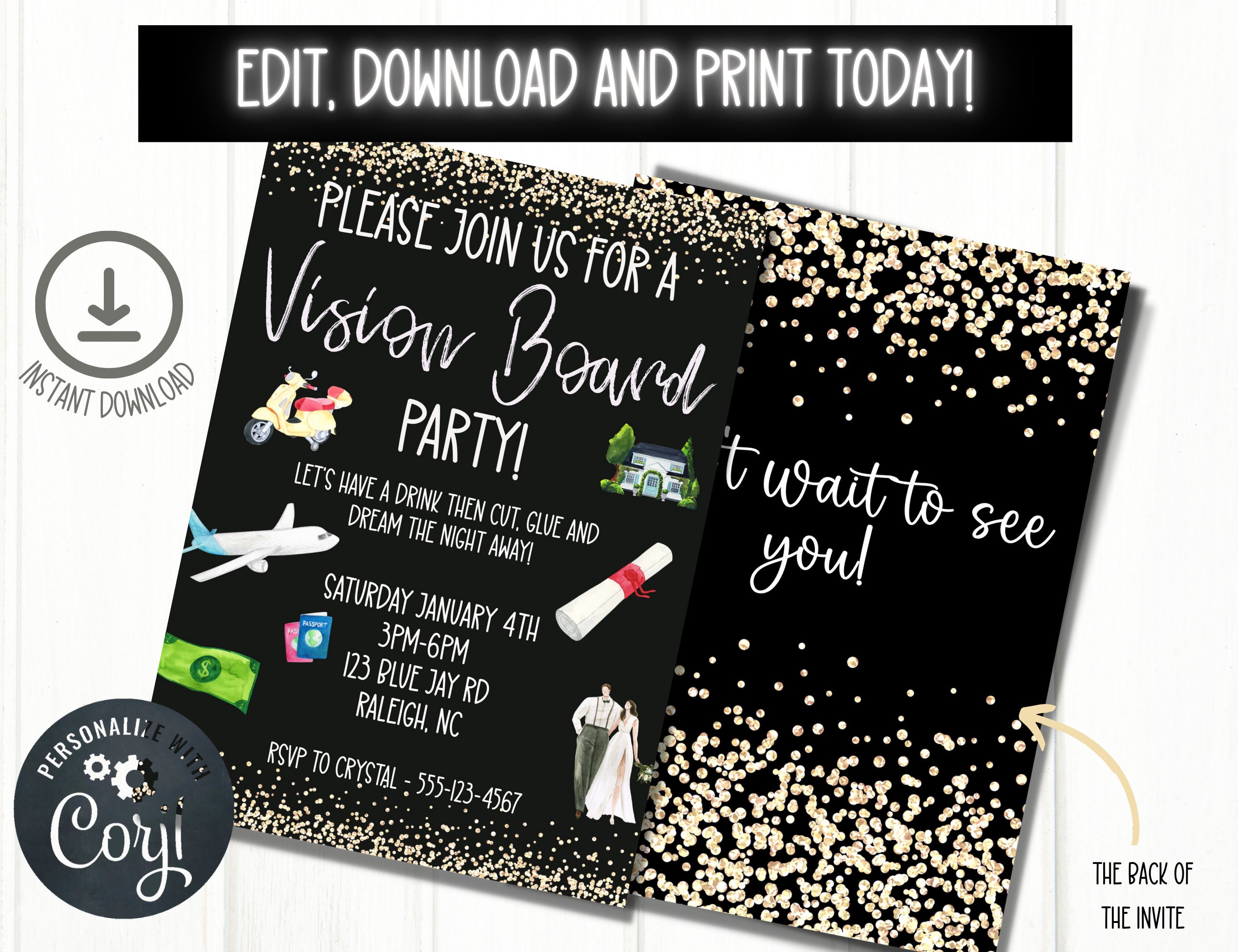 Printable Vision Board Kit, Vision Board Template, Vision Board PDF, Guided  Vision Board, Printable Vision Board, Vision Board Stickers