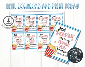 Editable Just Popping By to Say Thanks Tag, Popping By, Thanks 3