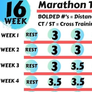 16 Week Marathon Training Calendar