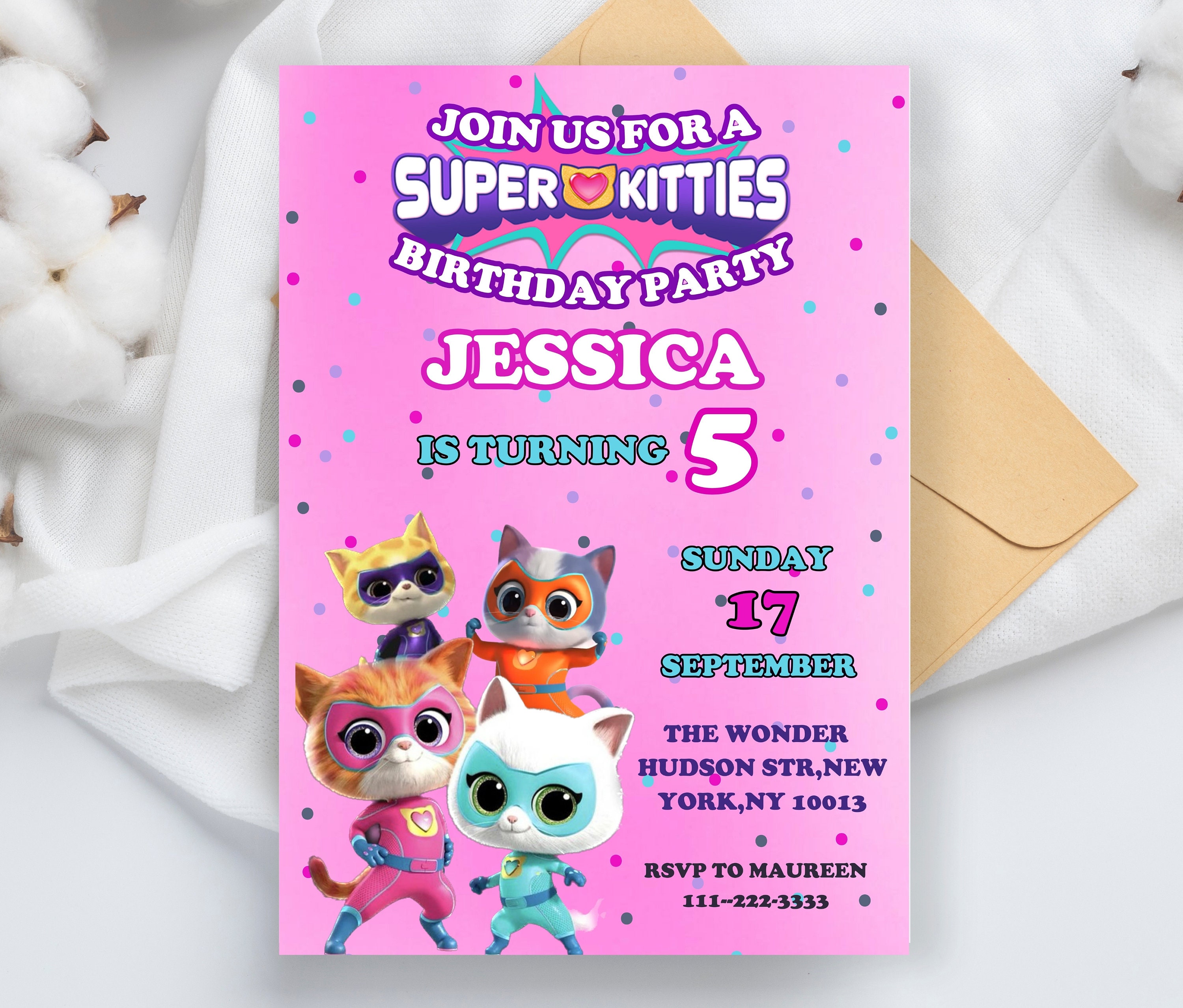 Super Kitties Invitation Super Kitties Birthday Super Kitties Party Super  Kitties Invite Super Kitties Digital Super Kitties Printable 