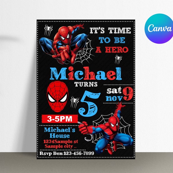 Spiderman Birthday Invitation | Kids Digital Birthday Inivte