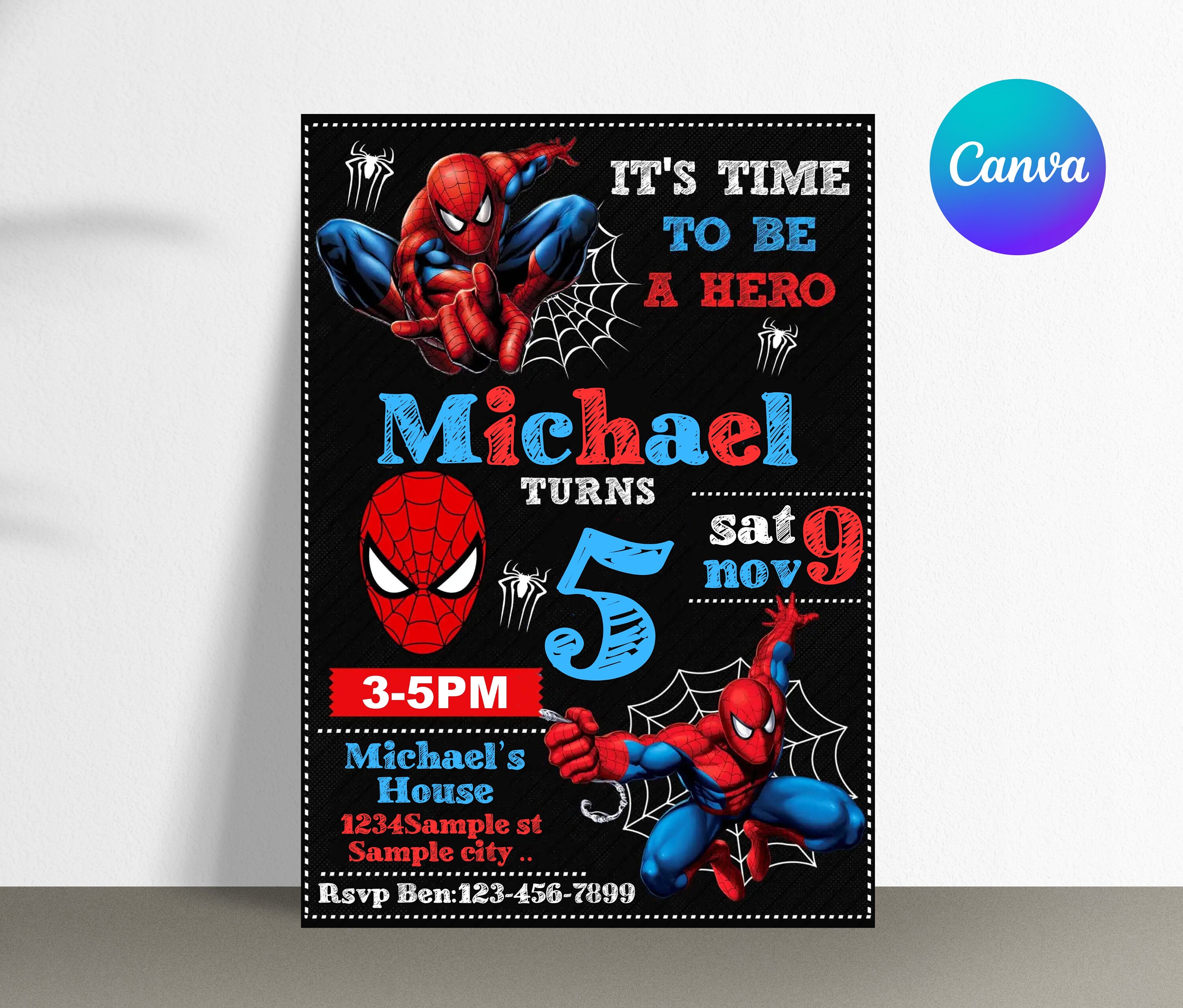 YOUYIKE Invitations Enfant Spiderman,12 Cartes D'Invitation pour Fêtes  D'anniversaire D'enfants Anglais Invitation à Une Fête D'anniversaire pour