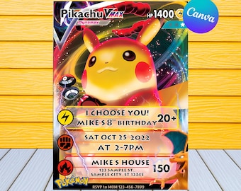 Invitation à une fête Pokémon | Invitation d'anniversaire Pokémon