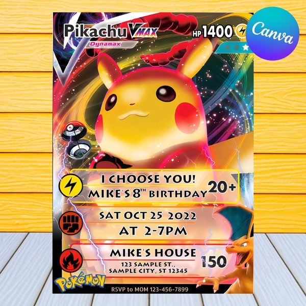 Pokemon Party Invite | Pokemon Birthday Invitation