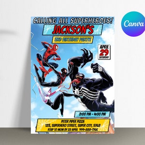 Invitation anniversaire Spiderman | Invitation imprimable numérique Spiderman