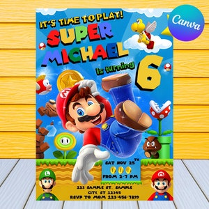 Super Mario Birthday Invitation | Kids Birthday invite