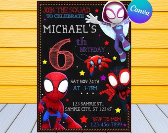 Spidey and his Amazing Friends Birthday Invitation  | Spidey Inivtation.