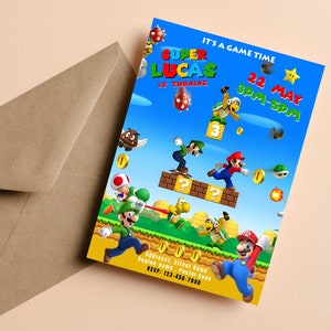 Super Mario Birthday Invitation Mario Bros Digital Printable - Etsy