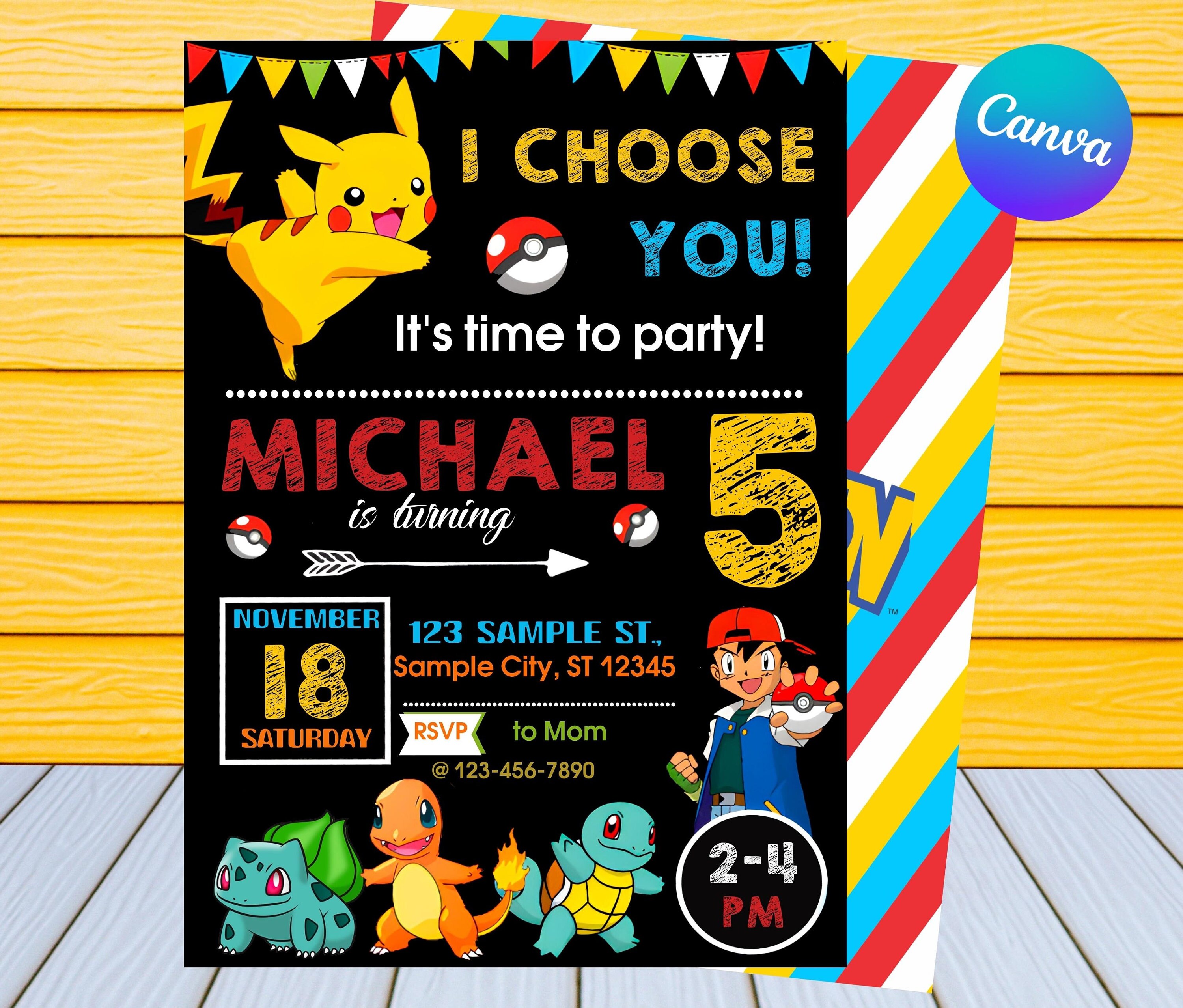 Pokemon Birthday Invitation Pokemon Birthday Party Etsy Canada
