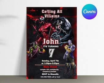 Villians Birthday Invitation | Venom&Carnage Birthday Invite