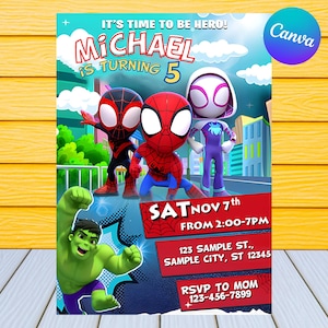 Spidey Inivtation | Spidey and his Amazing Friends Birthday Invitation .