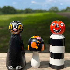 Halloween Peg Doll-striped set of 3