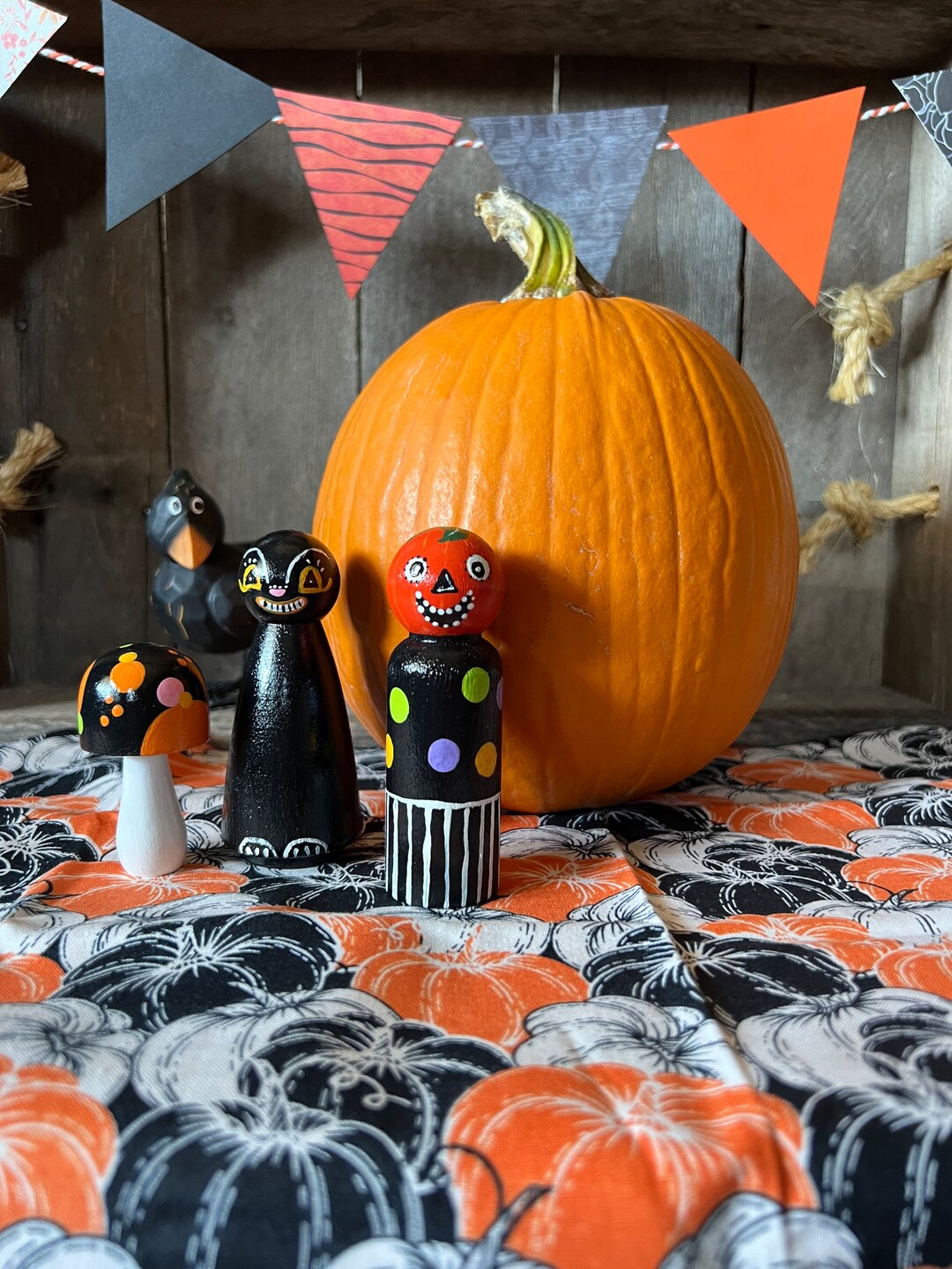 Halloween Peg Dolls 3 Piece Set (dots) - Etsy