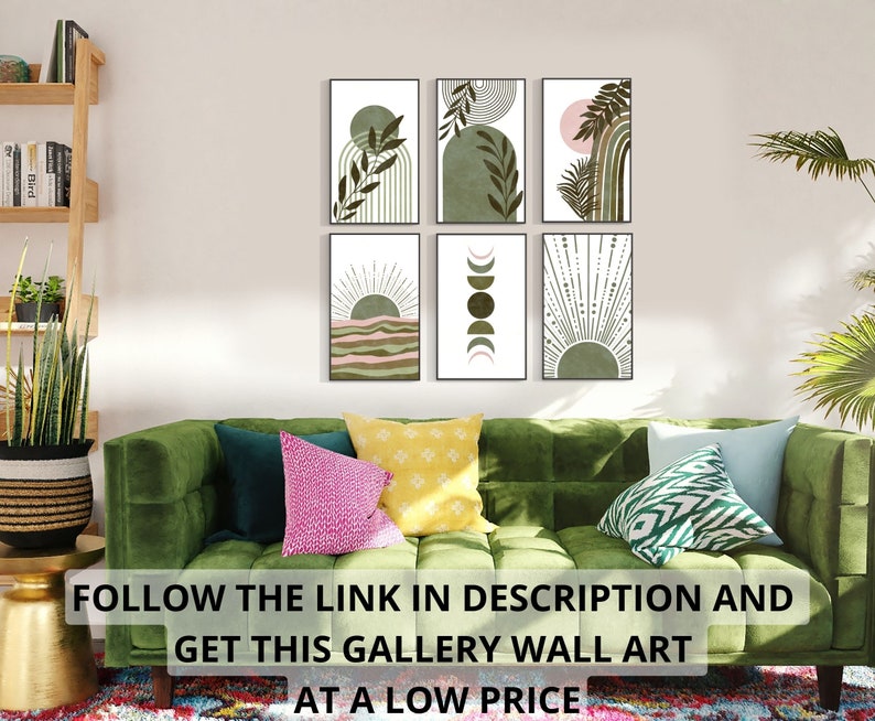 Sage Green Bohemian Wall Art Set of 3 Abstract Digital Art Etsy