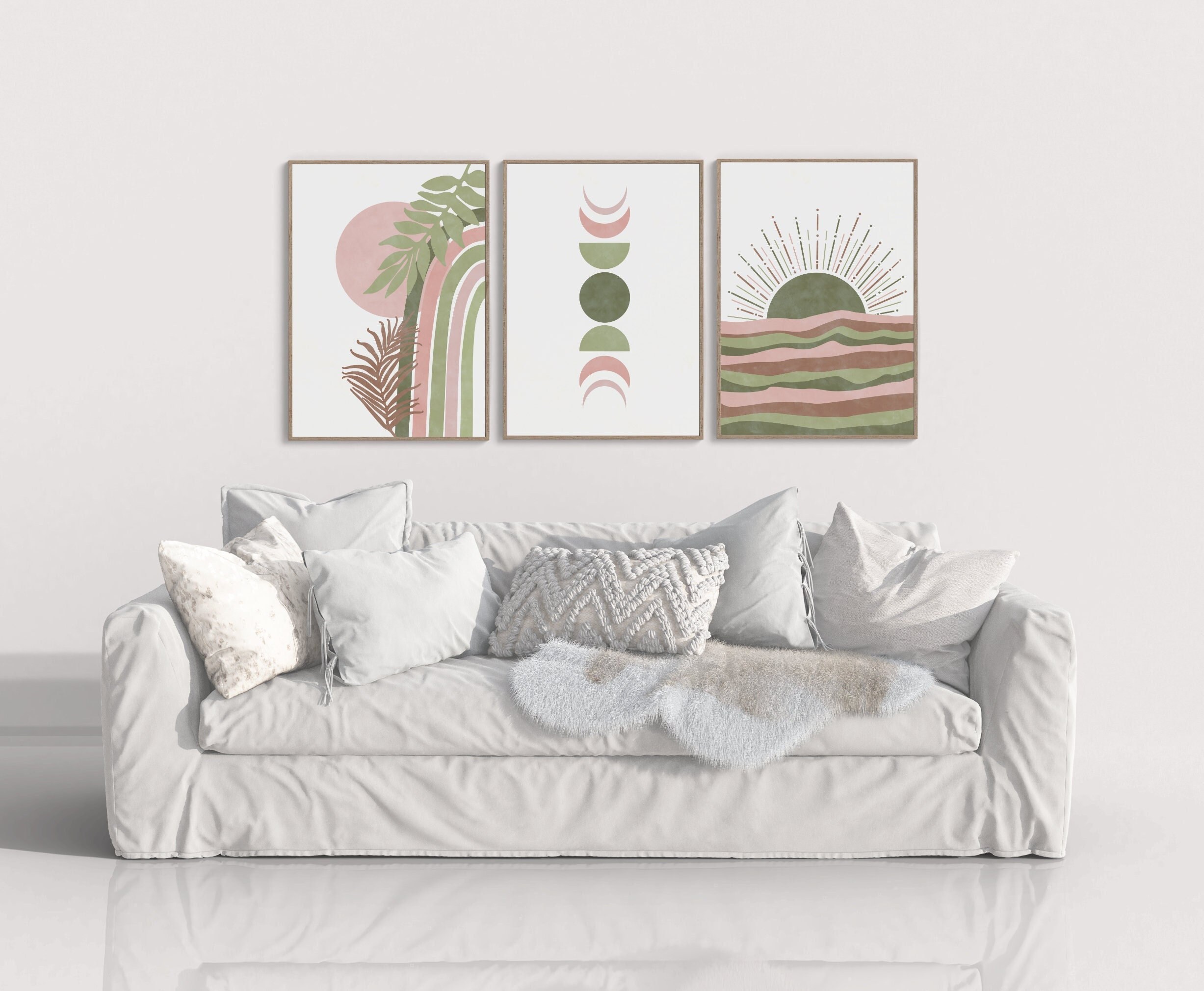 Blush Pink Wall Art Sage Green Wall Art Boho Wall Art Set of - Etsy