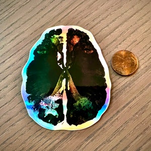 Inkblot Brain Holographic Vinyl Sticker zdjęcie 2