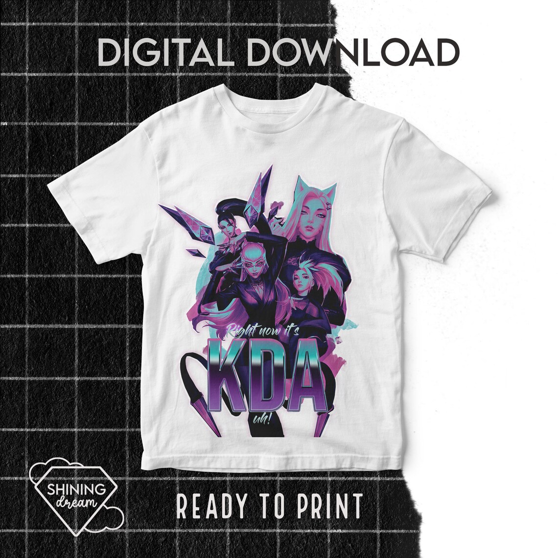 Kda / T Shirt Design digital Download Ready to Print / | Etsy