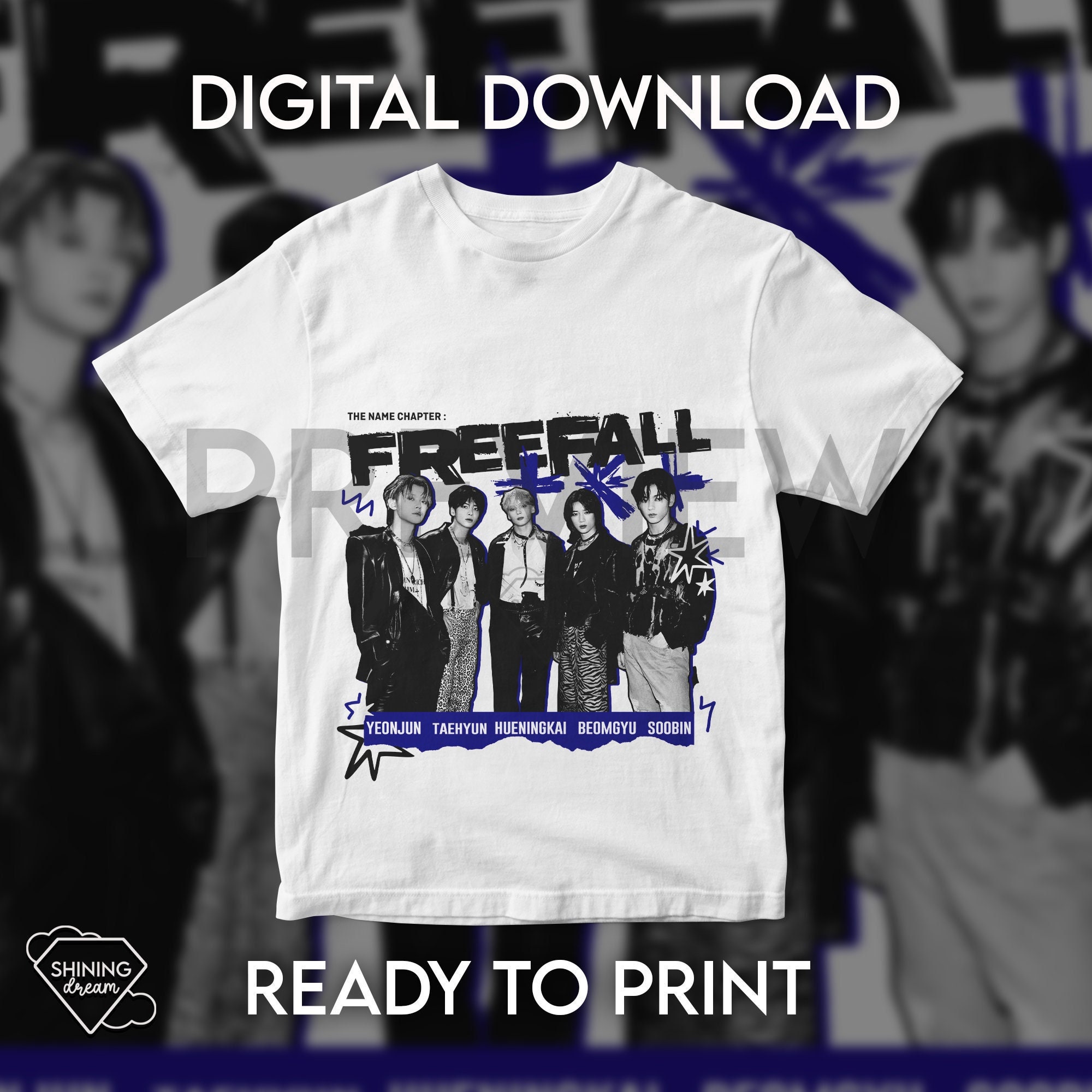 TXT freefall Tシャツ TXT FREEFALL Grungy T-shirt (Fan-made) – TXT Universe