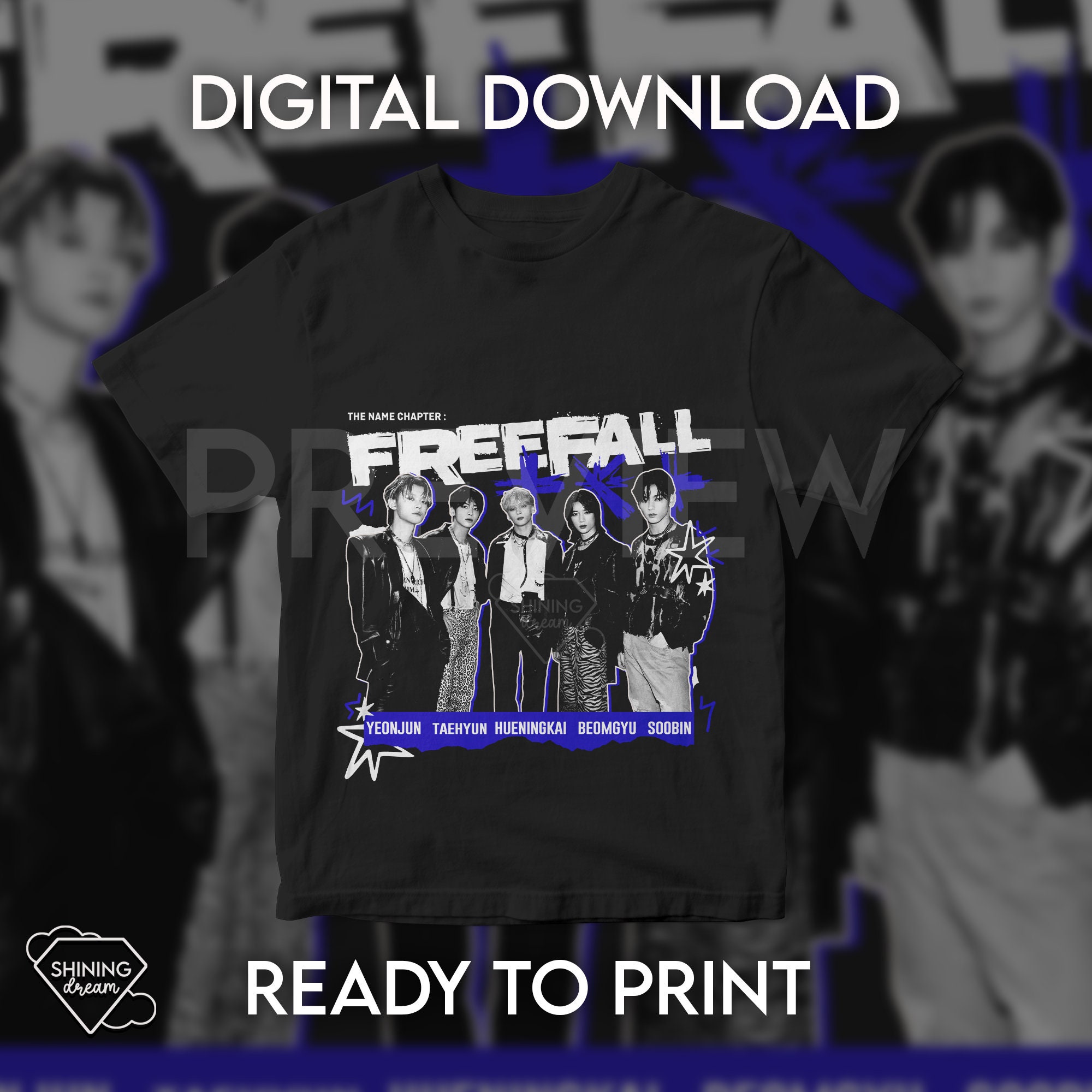 TXT freefall Tシャツ TXT FREEFALL Grungy T-shirt (Fan-made) – TXT Universe