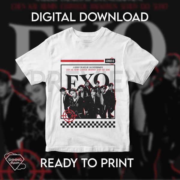 Exo / T- shirt Design (Digital download, ready to print) / Includes PNG file for sublimation or DFT printing.