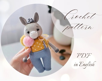 Patrón de burro a crochet: Juguete amigurumi (PDF en inglés)