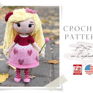 Crochet PATTERN doll rose fairy Amigurumi doll Crochet doll Crochet fairy Crochet doll pattern Amigurumi pattern Doll english pattern PDF