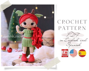 Crochet PATTERN doll DRAGON girl Amigurumi doll Crochet doll Crochet pattern Amigurumi doll pattern cute Doll pattern in English and Spanish